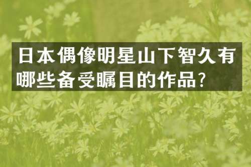 日本偶像明星山下智久有哪些备受瞩目的作品？