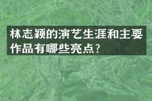 林志颖的演艺生涯和主要作品有哪些亮点？