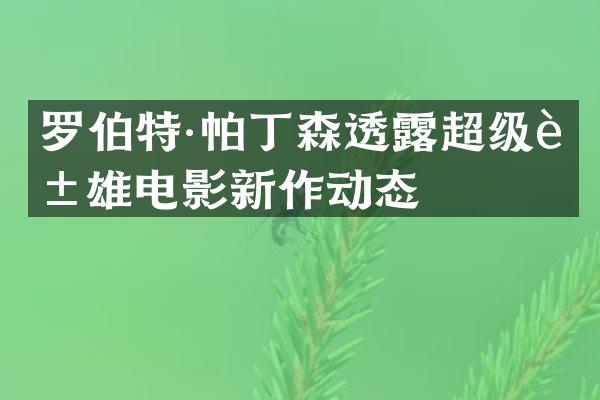 罗伯特·帕丁森透超级英雄电影新作动态