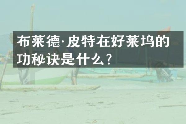 布莱德·皮特在好莱坞的成功秘诀是什么？