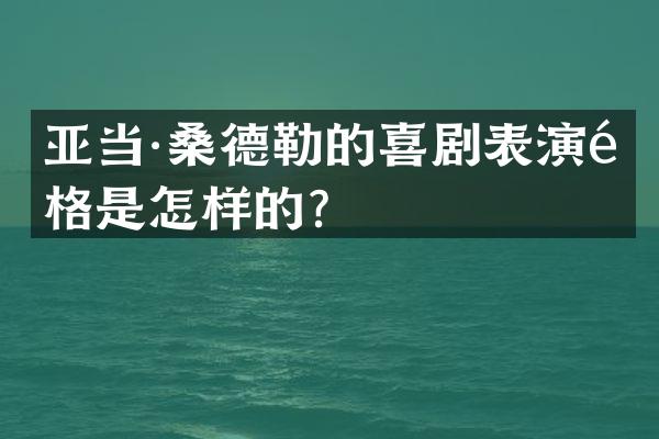 亚当·桑德勒的喜剧表演风格是怎样的？