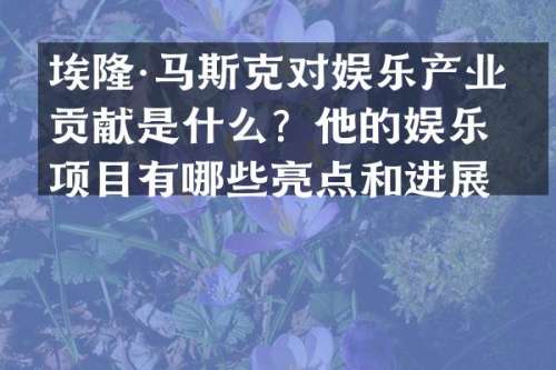埃隆·马斯克对娱乐产业的贡献是什么？他的娱乐项目有哪些亮点和进展？