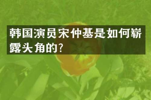 韩国演员宋仲基是如何崭头角的？