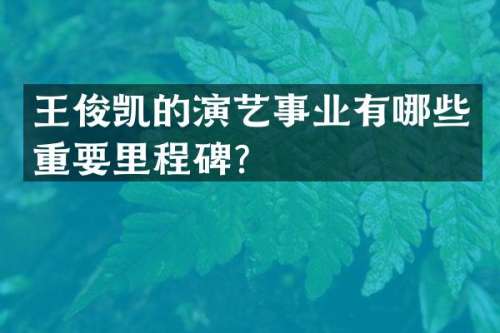 王俊凯的演艺事业有哪些重要里程碑？