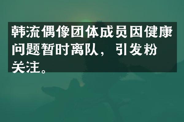 韩流偶像团体成员因健康问题暂时离队，引发粉丝关注。