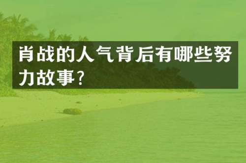 肖战的人气背后有哪些努力故事？