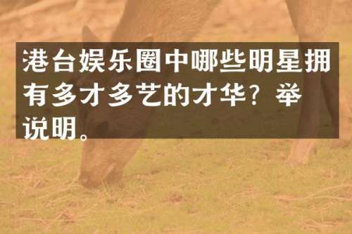 港台娱乐圈中哪些明星拥有多才多艺的才华？举例说明。