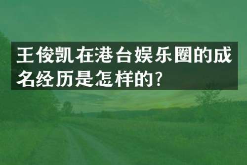 王俊凯在港台娱乐圈的成名经历是怎样的？