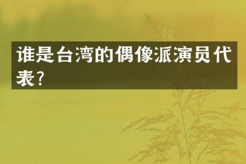 谁是台湾的偶像派演员代表？