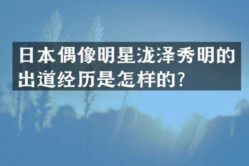 日本偶像明星泷泽秀明的出道经历是怎样的？