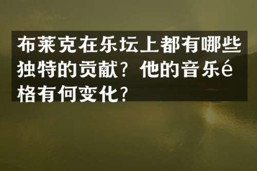布莱克在乐坛上都有哪些独特的贡献？他的音乐风格有何变化？