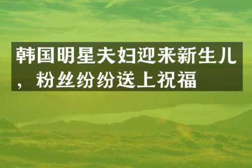 韩国明星夫妇迎来新生儿，粉丝纷纷送上祝福