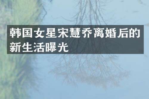 韩国女星宋慧乔离婚后的新生活曝光