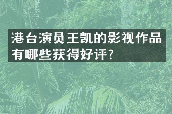 港台演员王凯的影视作品有哪些获得好评？
