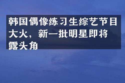 韩国偶像练习生综艺节目大火，新一批明星即将崭头角