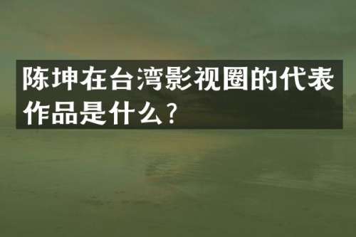 陈坤在台湾影视圈的代表作品是什么？