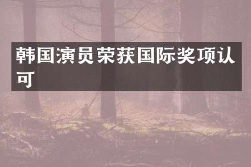韩国演员荣获国际奖项认可
