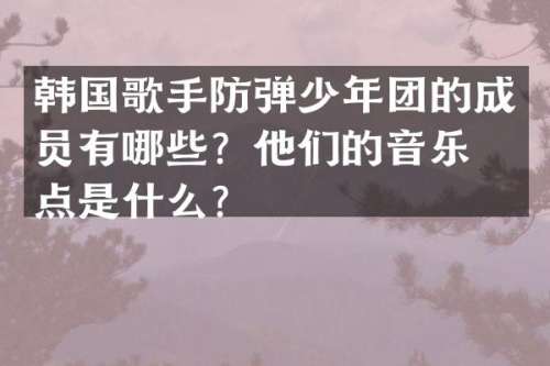 韩国歌手少年团的成员有哪些？他们的音乐特点是什么？