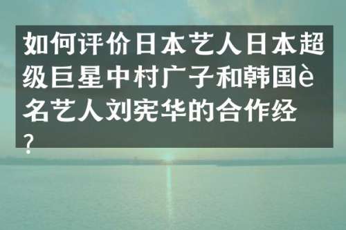 如何评价日本艺人日本超级巨星中村广子和韩国著名艺人刘宪华的合作经历？