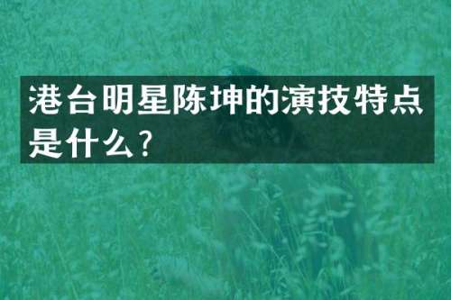 港台明星陈坤的演技特点是什么？