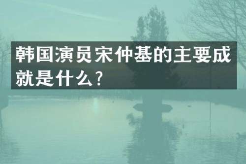 韩国演员宋仲基的主要成就是什么？