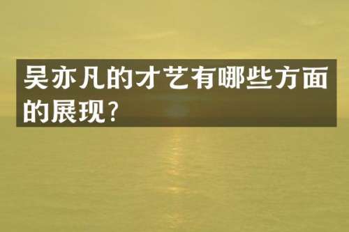 吴亦凡的才艺有哪些方面的展现？