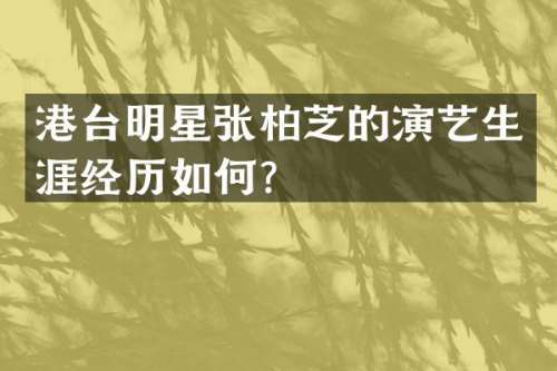 港台明星张柏芝的演艺生涯经历如何？