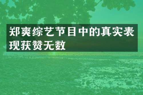 郑爽综艺节目中的真实表现获赞无数