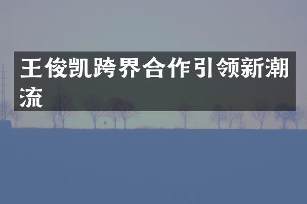 王俊凯跨界合作引领新潮流