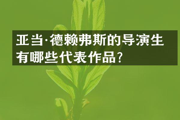 亚当·德赖弗斯的导演生涯有哪些代表作品？