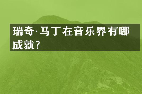 瑞奇·马丁在音乐界有哪些成就？