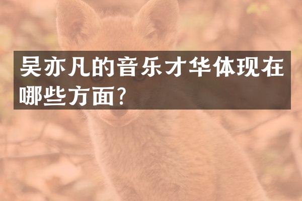 吴亦凡的音乐才华体现在哪些方面？