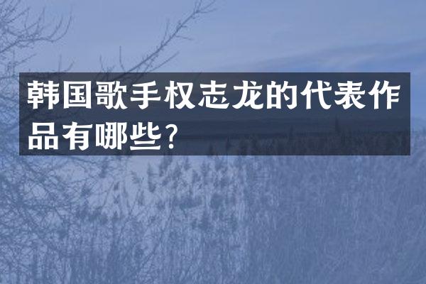 韩国歌手的代表作品有哪些？
