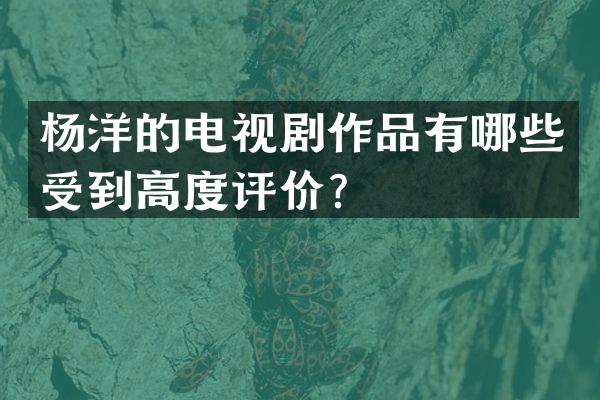 杨洋的电视剧作品有哪些受到高度评价？