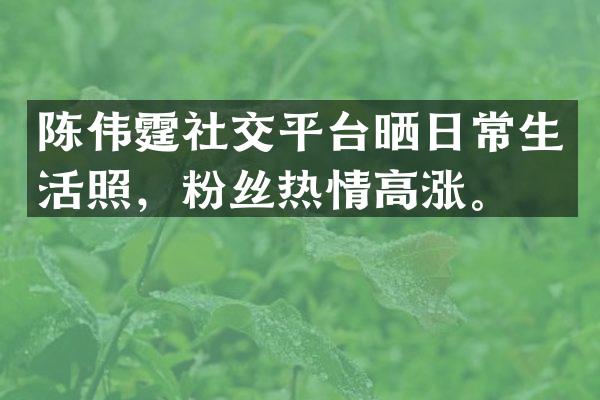 陈伟霆社交平台晒日常生活照，粉丝热情高涨。