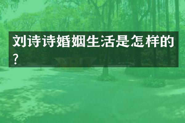 刘诗诗婚姻生活是怎样的?