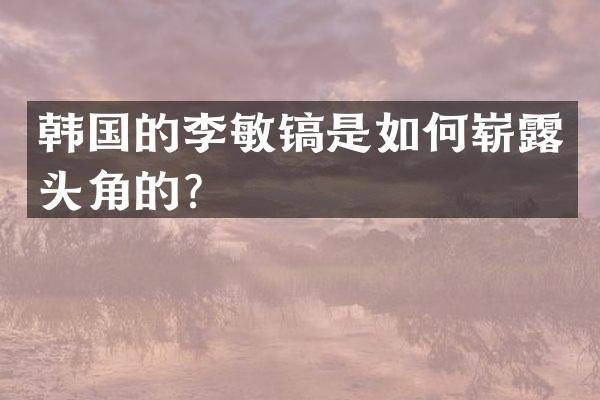 韩国的李敏镐是如何崭头角的？