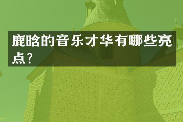 鹿晗的音乐才华有哪些亮点？