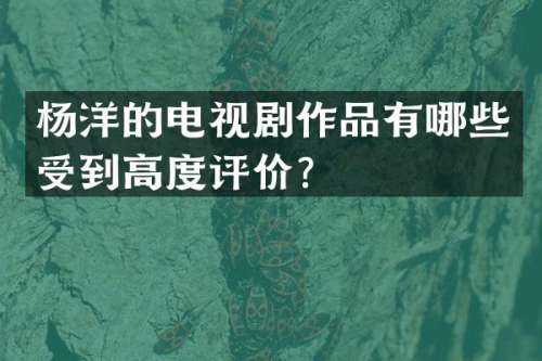 杨洋的电视剧作品有哪些受到高度评价？