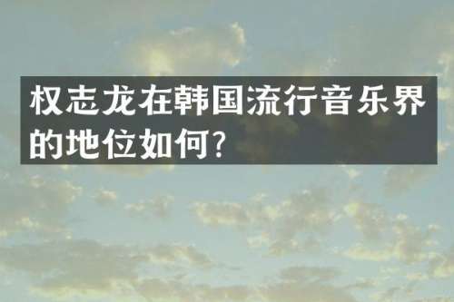 在韩国流行音乐界的地位如何？