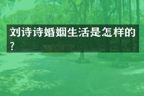 刘诗诗婚姻生活是怎样的？