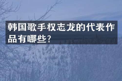韩国歌手的代表作品有哪些？