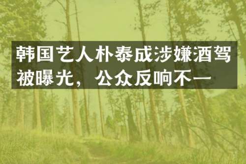 韩国艺人朴泰成涉嫌酒驾被曝光，公众反响不一