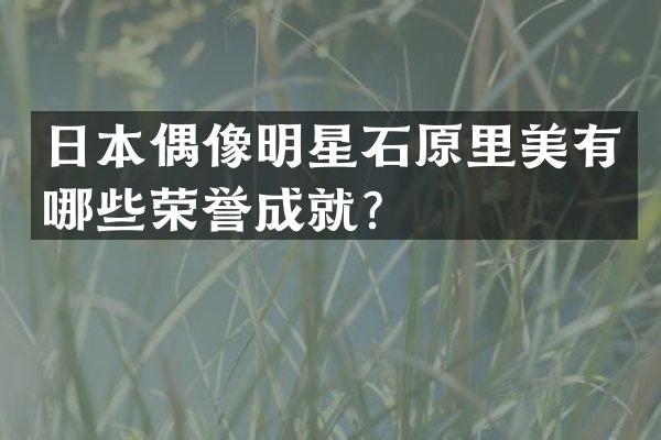 日本偶像明星石原里美有哪些荣誉成就？