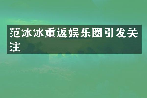 重返娱乐圈引发关注