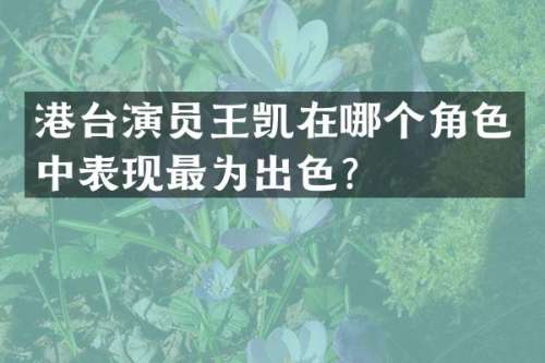 港台演员王凯在哪个角色中表现最为出色？