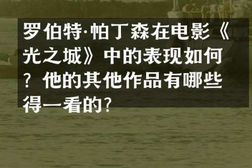 罗伯特·帕丁森在电影《暮光之城》中的表现如何？他的其他作品有哪些值得一看的？