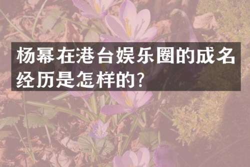 杨幂在港台娱乐圈的成名经历是怎样的？