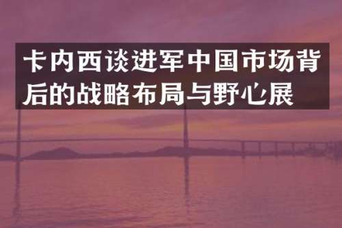 卡内西谈进军中国市场背后的战略布局与野心展望